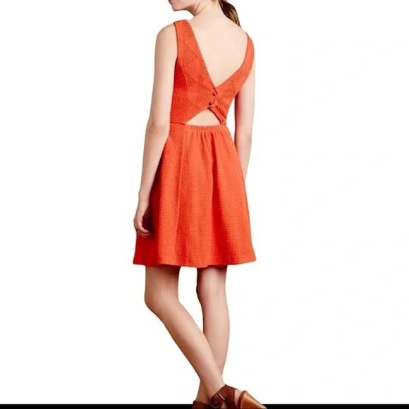 Anthropologie Maeve Double V Skater Flare Mini Dress EUC Size - 2 - Picture 2 of 11